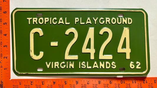 1962 Virgin Islands #C-2424 Passenger License Plate
