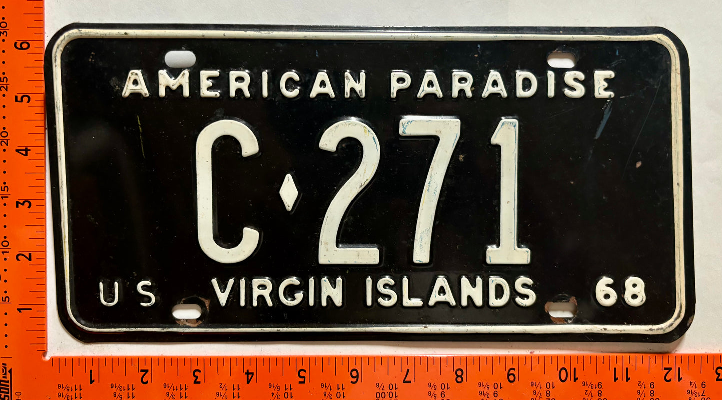 1968 Virgin Islands #C-271 Passenger License Plate