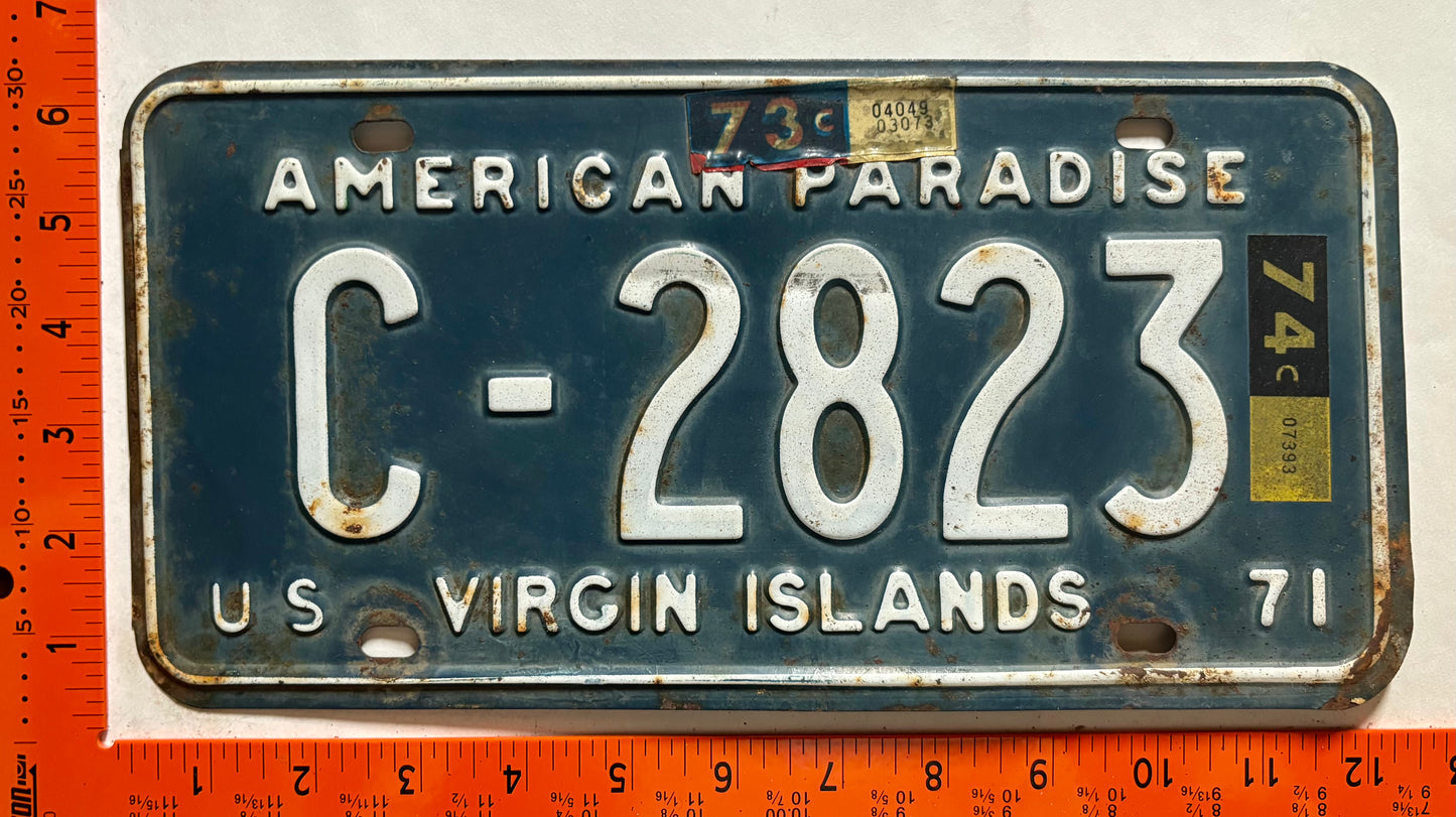 1973/1974 Virgin Islands #C-2823 Passenger License Plate