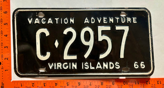 1966 Virgin Islands #C-2957 Passenger License Plate