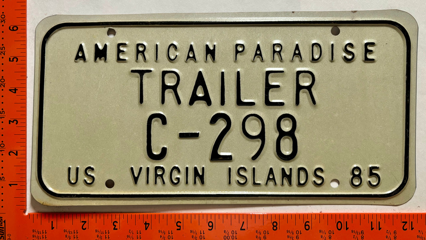 1985 Virgin Islands #C-298 Trailer License Plate
