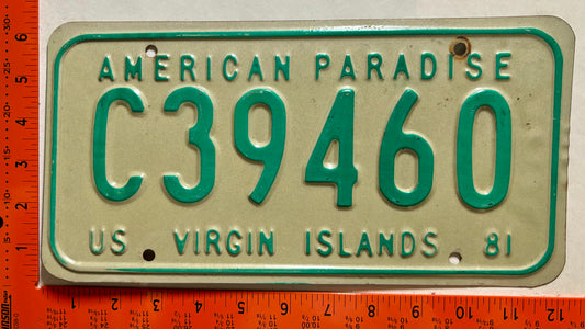 1981 Virgin Islands #C39460 Passenger License Plate