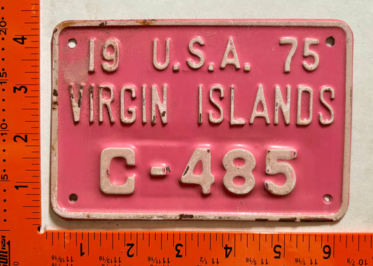 1975 Virgin Islands #C-485 Motorcycle License Plate