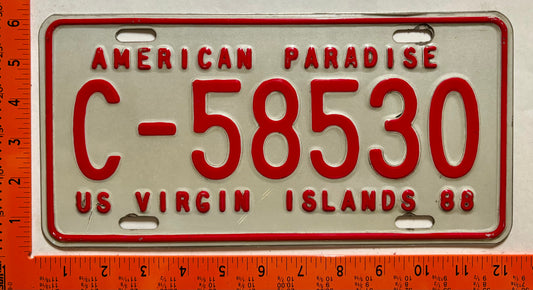 1988 Virgin Islands #C-58530 Passenger License Plate