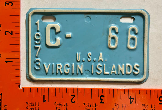 1973 Virgin Islands #C-66 Bicycle License Plate