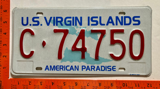 1993 base Virgin Islands #C-74750 Passenger License Plate