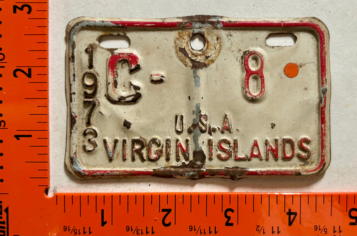1973 Virgin Islands #C-8 Motorcycle License Plate
