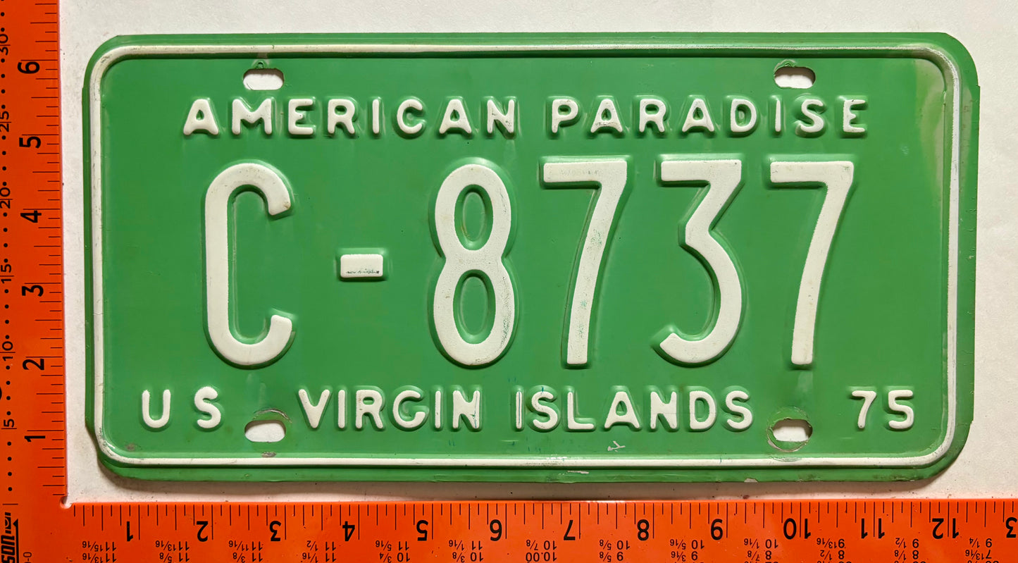 1975 Virgin Islands #C-8737 Passenger License Plate
