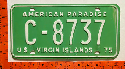 1975 Virgin Islands #C-8737 Passenger License Plate