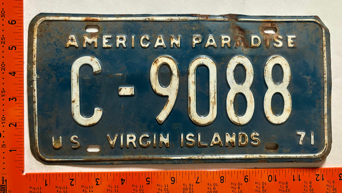 1971 Virgin Islands #C-9088 Passenger License Plate