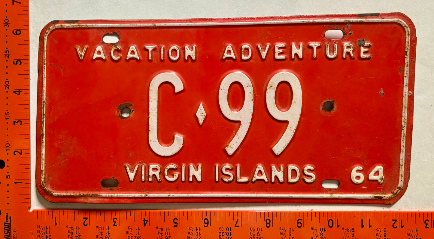 1964 Virgin Islands #C-99 Passenger License Plate