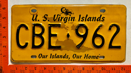 1999 base Virgin Islands #CBE-962 Passenger License Plate