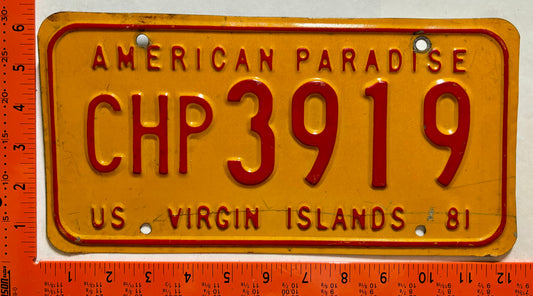 1981 Virgin Islands #CHP3919 Truck License Plate