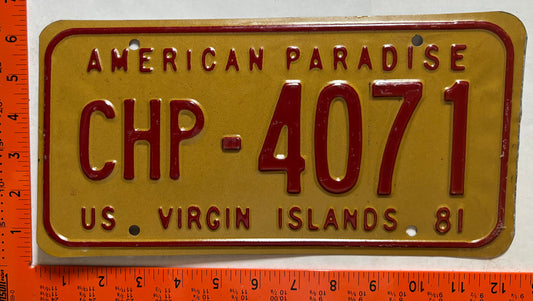 1981 Virgin Islands #CHP-4071 Truck License Plate