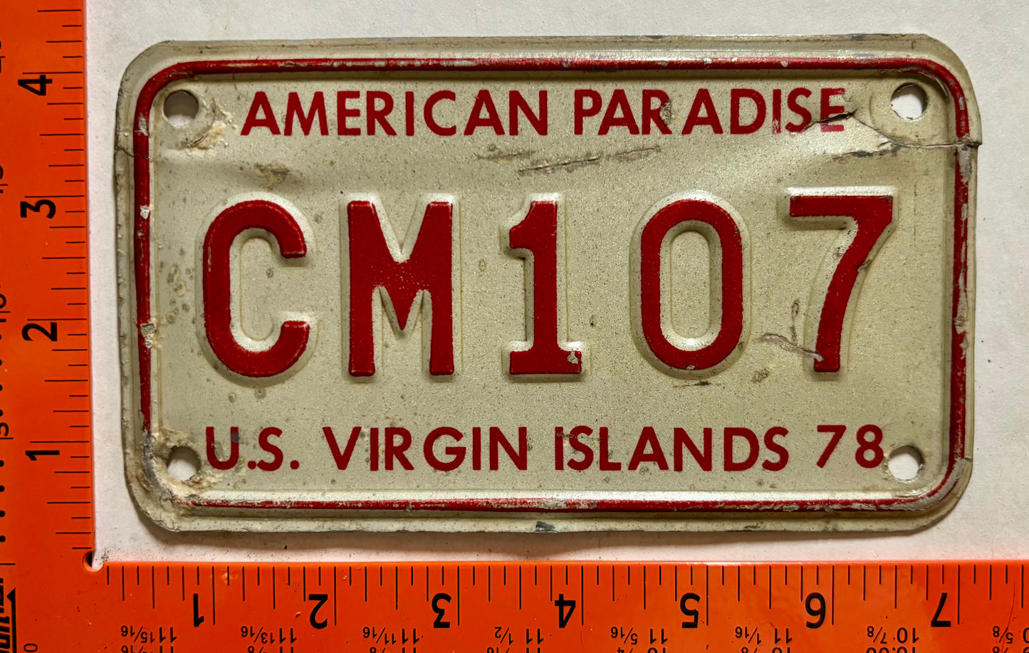 1978 Virgin Islands #CM-107 Motorcycle License Plate