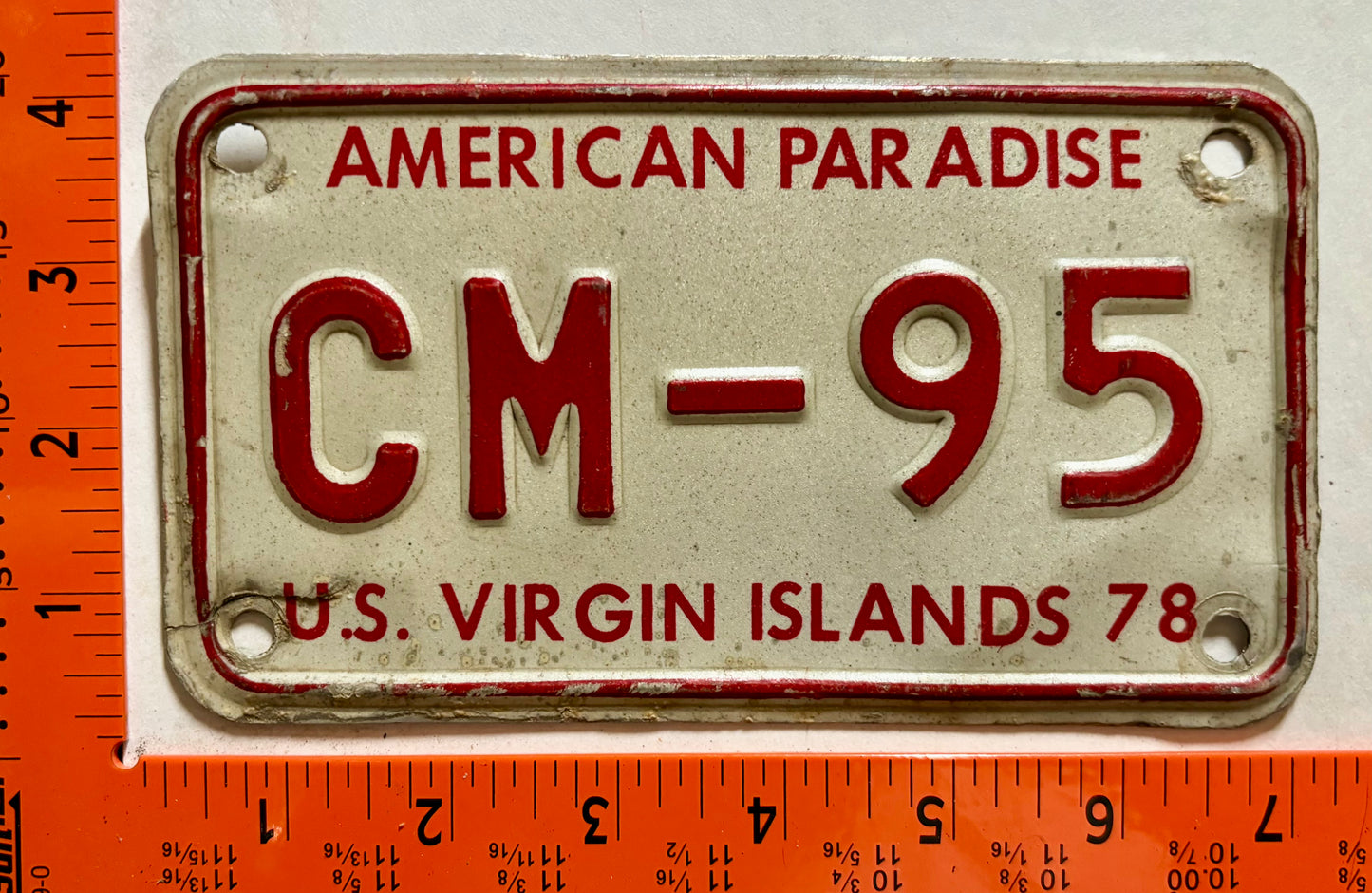 1978 Virgin Islands #CM-95 Motorcycle License Plate