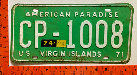 1974 Virgin Islands #CP-1008 Taxi License Plate
