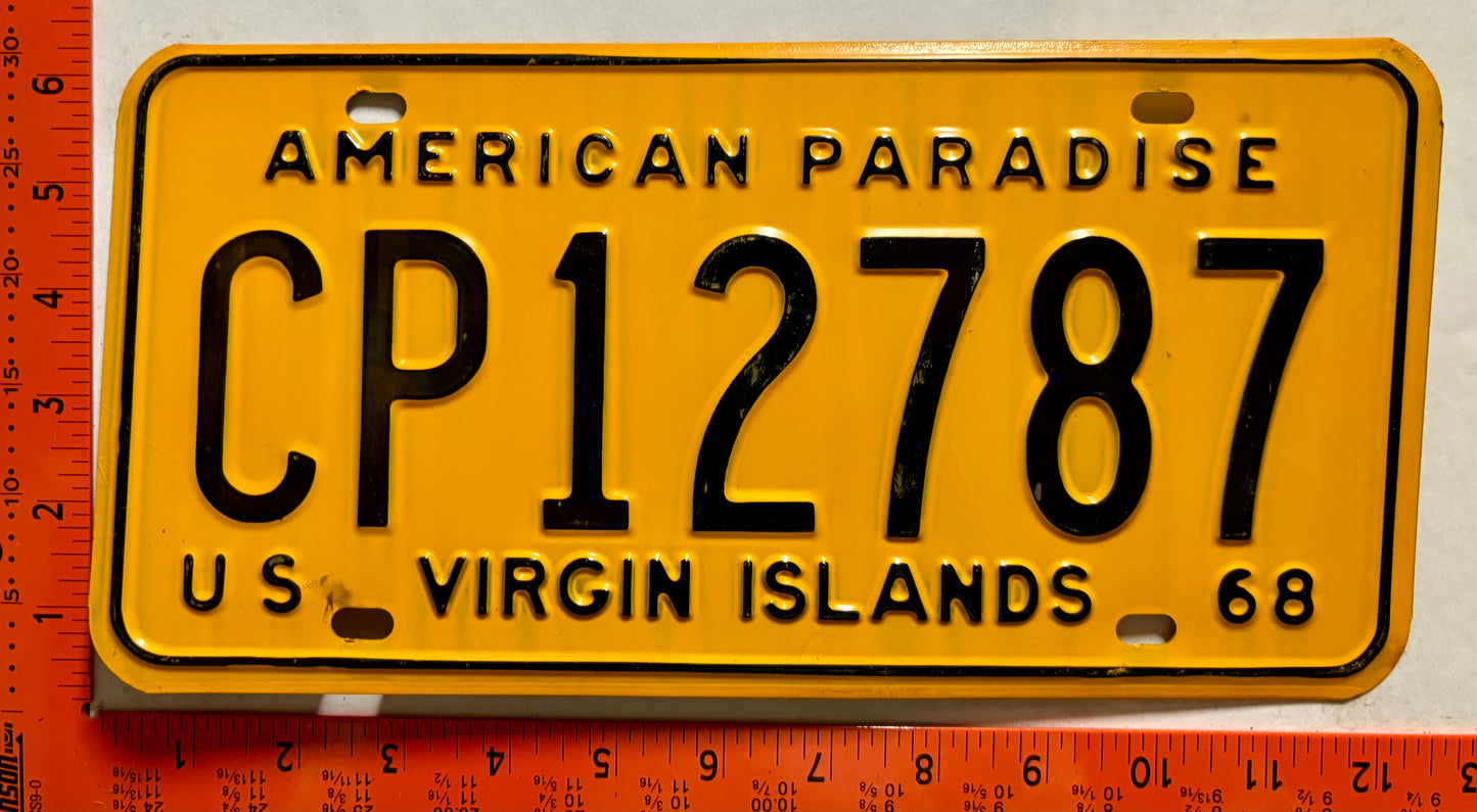 1968 Virgin Islands #CP12787 Truck/Taxi/Trailer License Plate
