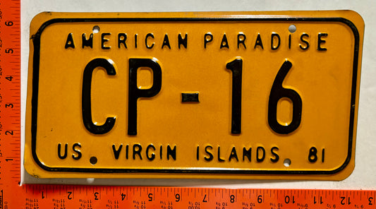1981 Virgin Islands #CP-16 Taxi License Plate