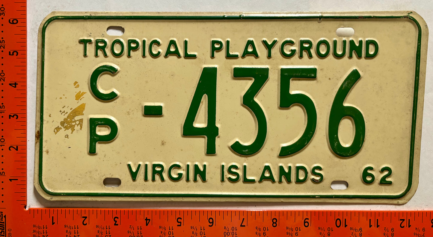 1962 Virgin Islands #C/P-4356 Truck/Taxi/Trailer License Plate