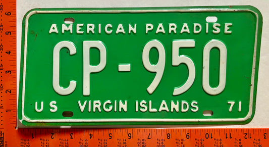 1971 Virgin Islands #CP-950 Taxi License Plate