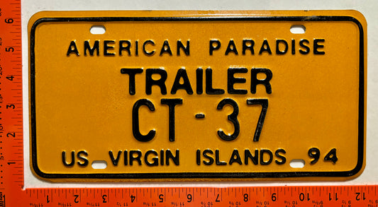 1994 Virgin Islands #CT-37 Transit Trailer License Plate