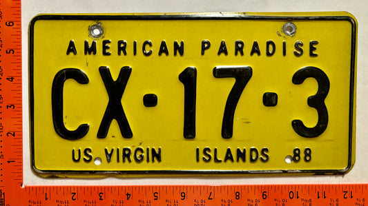1988 Virgin Islands #CX-17-3 Dealer License Plate