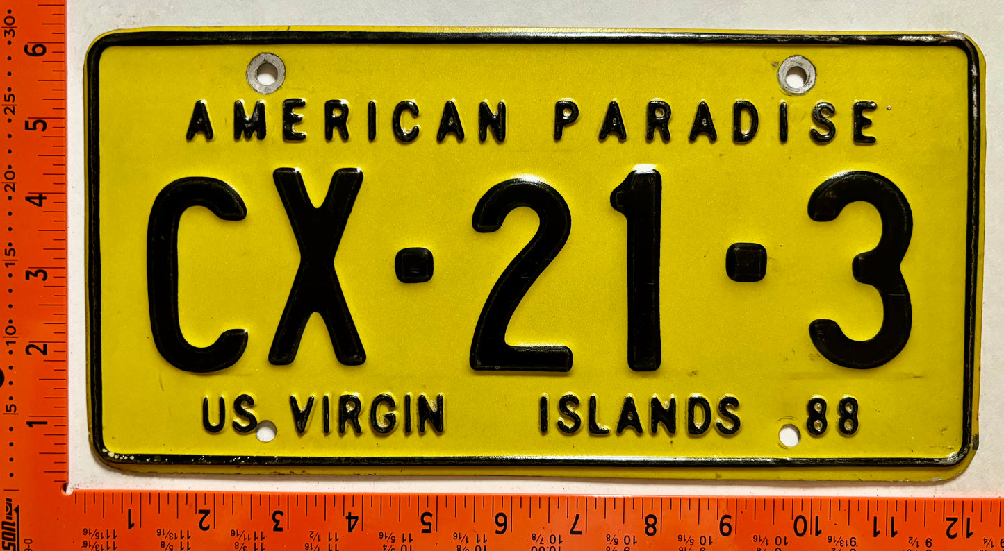 1988 Virgin Islands #CX-21-3 Dealer License Plate