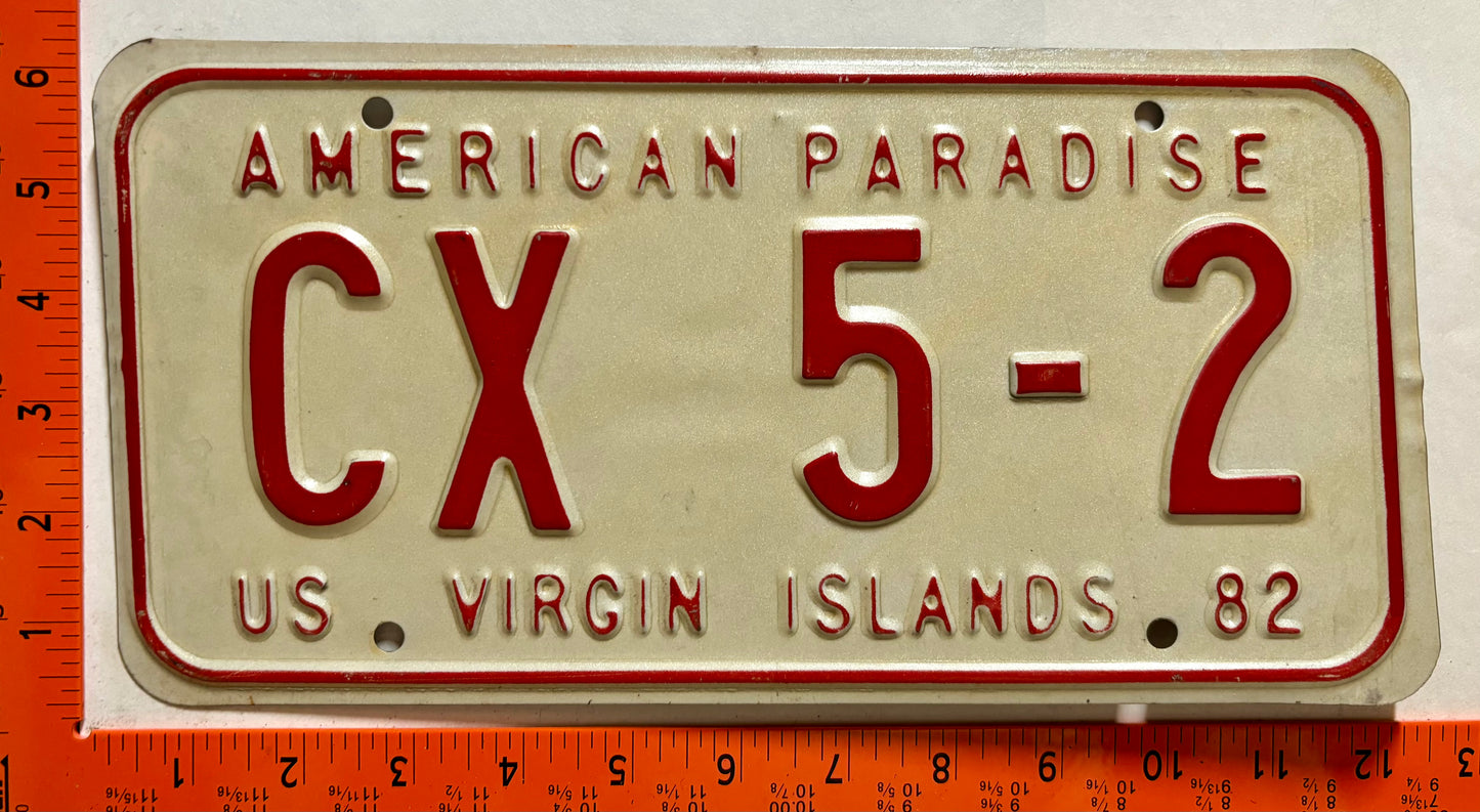 1982 Virgin Islands #CX 5-2 Dealer License Plate
