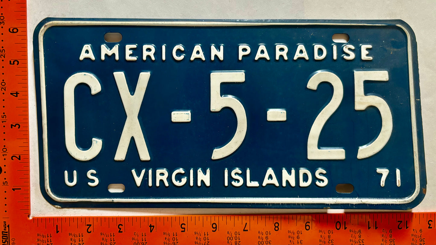 1971 Virgin Islands #CX-5-25 Dealer License Plate