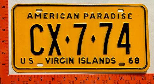 1968 Virgin Islands #CX-7-74 Dealer License Plate