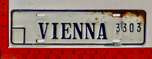 undated Vienna, Virginia #3303 License Plate