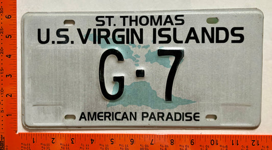 1995 Virgin Islands #G-7 Government License Plate