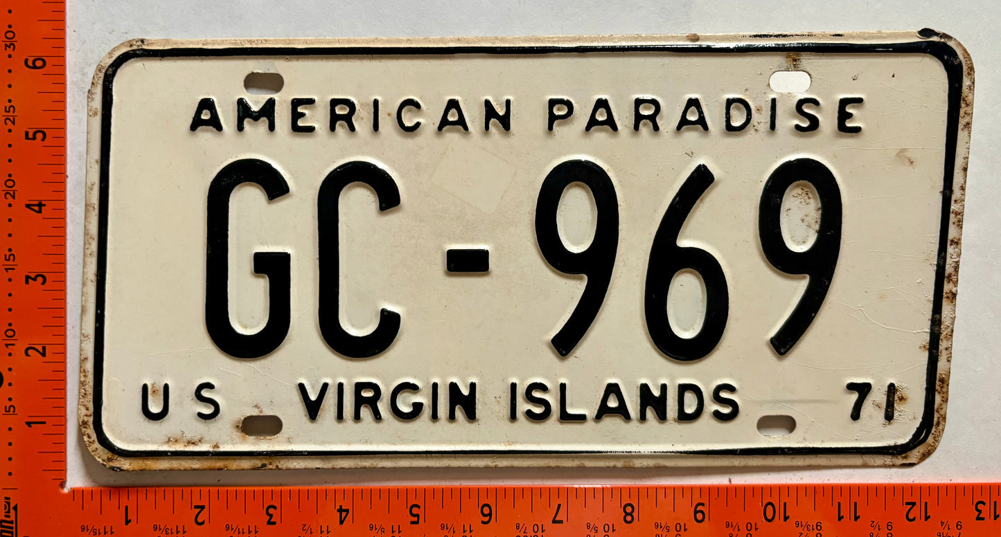 1971 Virgin Islands #GC-969 Government License Plate