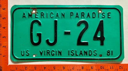 1981 Virgin Islands #GJ-24 Government License Plate