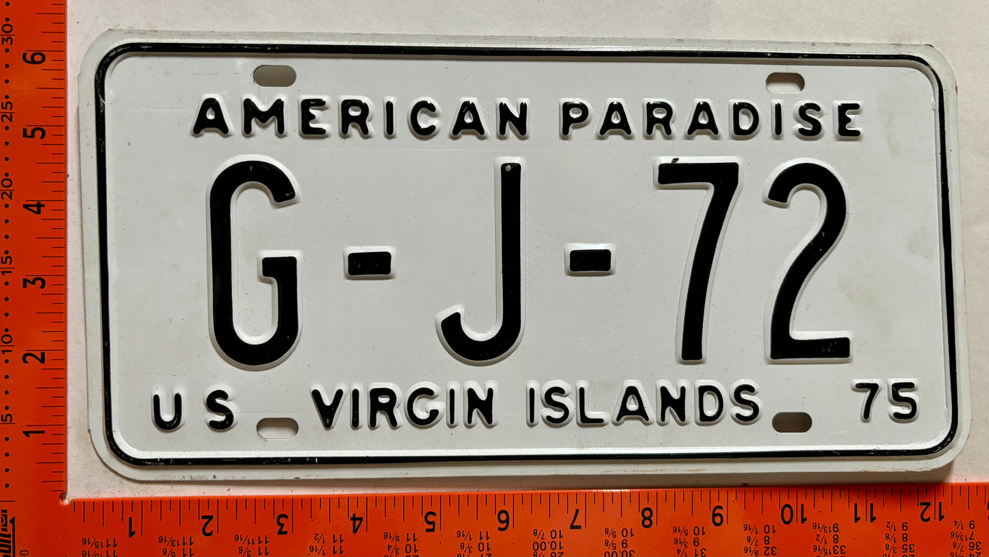 1975 Virgin Islands #G-J-72 Government License Plate