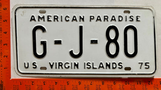 1975 Virgin Islands #G-J-80 Government License Plate