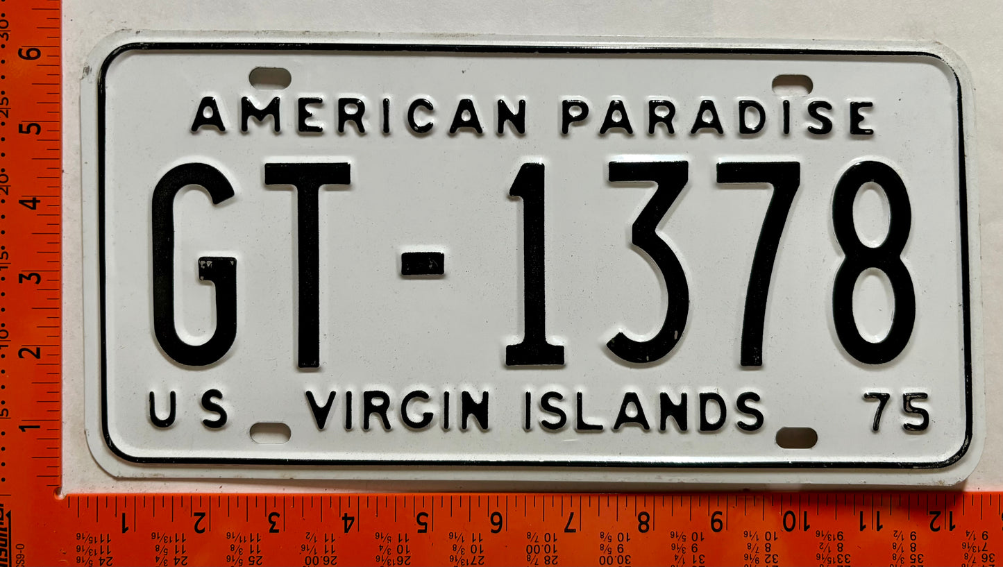 1975 Virgin Islands #GT-1378 Government License Plate