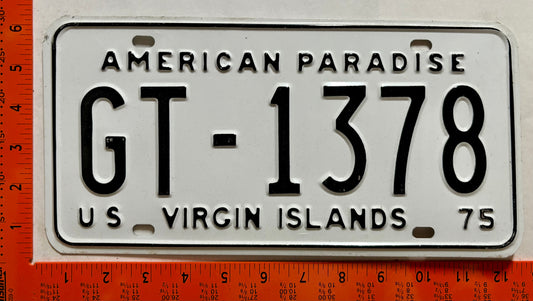 1975 Virgin Islands #GT-1378 Government License Plate