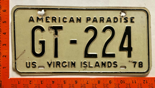 1978 Virgin Islands #GT-224 Government License Plate
