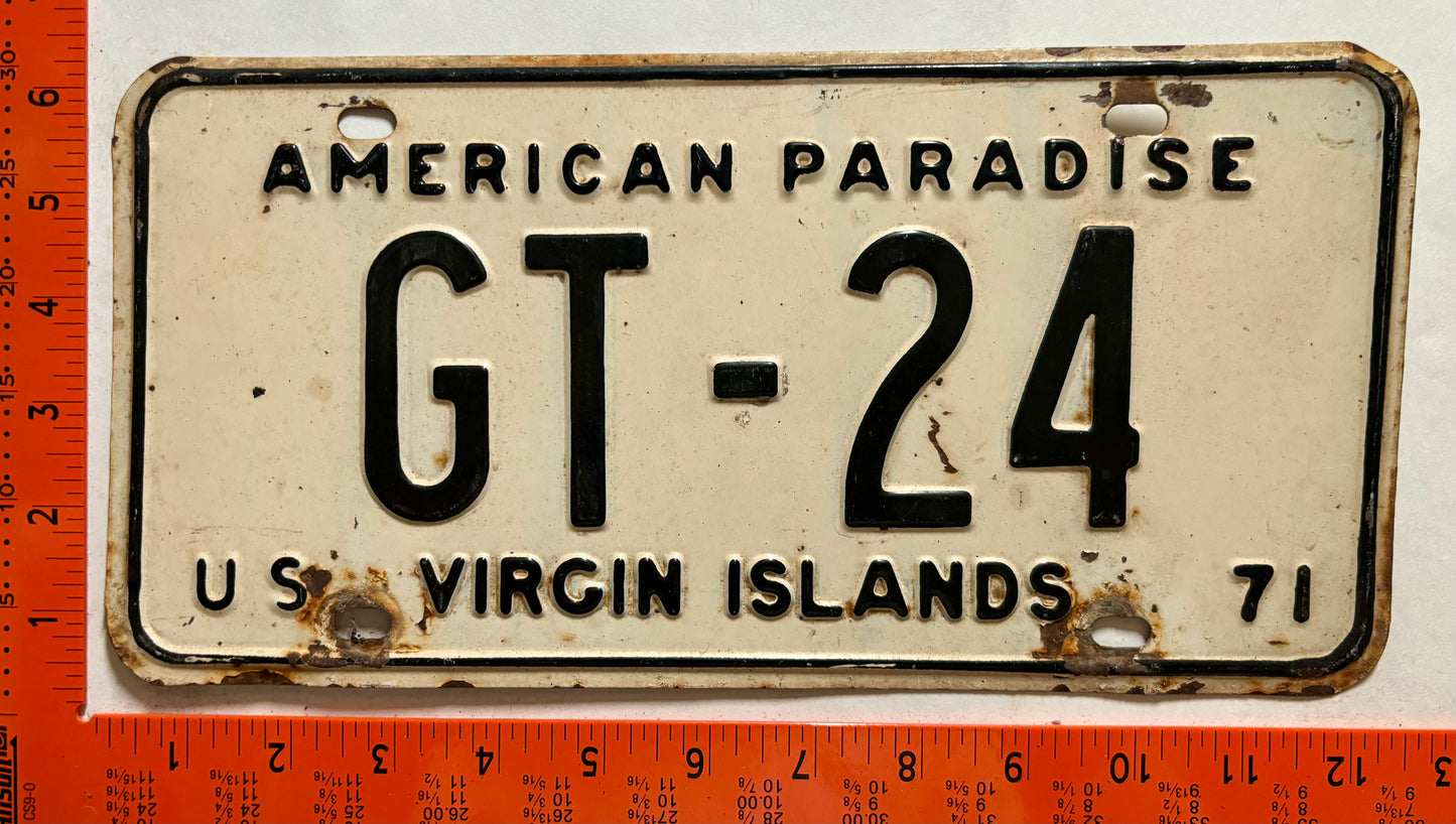 1971 Virgin Islands #GT-24 Government License Plate