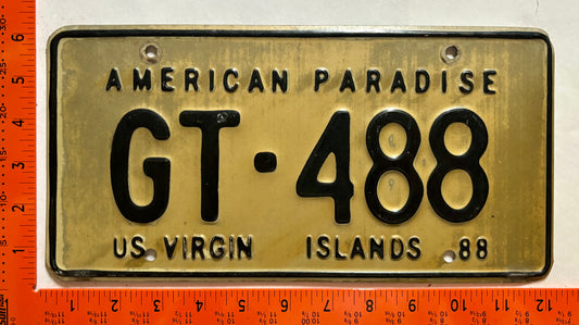 1988 Virgin Islands #GT-488 Government License Plate
