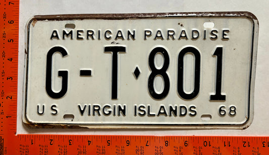 1968 Virgin Islands #G-T-801 Government License Plate