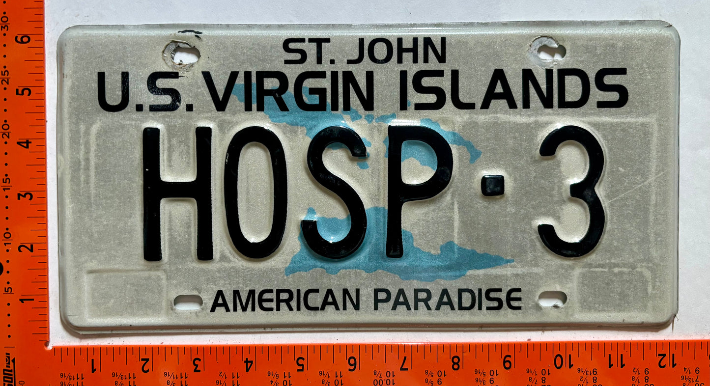 1995 Virgin Islands #HOSP-3 Government License Plate - Health & Hospitals