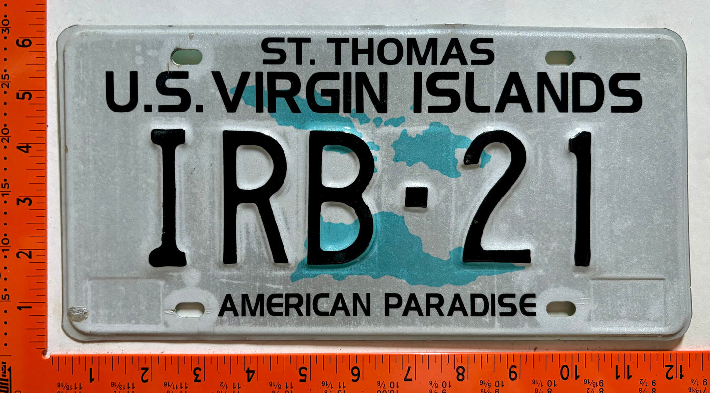 1995 Virgin Islands #IRB-21 Government License Plate - Internal Revenue