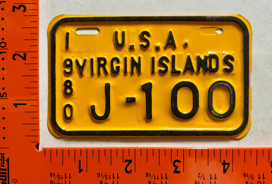 1980 Virgin Islands #J-100 Bicycle License Plate