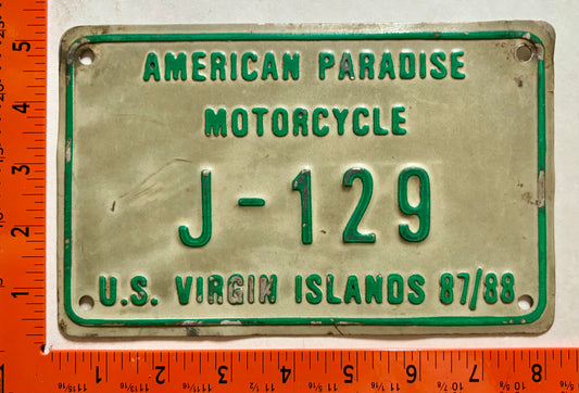 1987/1988 Virgin Islands #J-129 Motorcycle License Plate