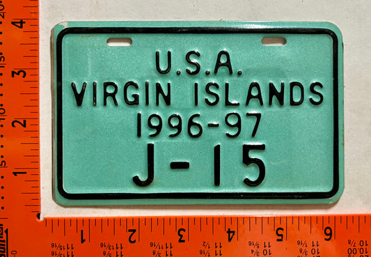 1996/1997 Virgin Islands #J-15 Bicycle License Plate