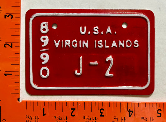 1989/1990 Virgin Islands #J-2 Bicycle License Plate
