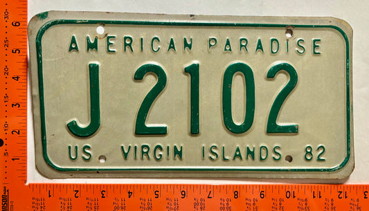 1982 Virgin Islands #J2102 Passenger License Plate